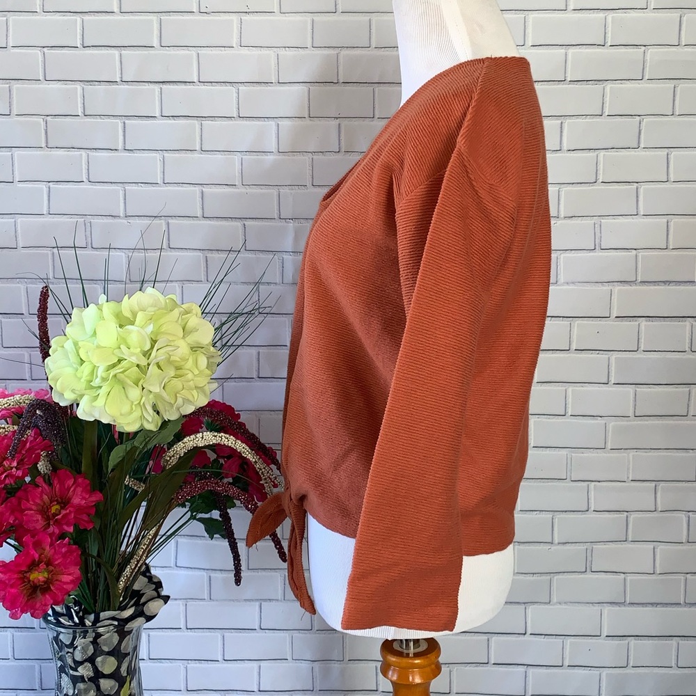 Madewell Texture Thread Long-Sleeve Tie-Front Top - Picture 9 of 12